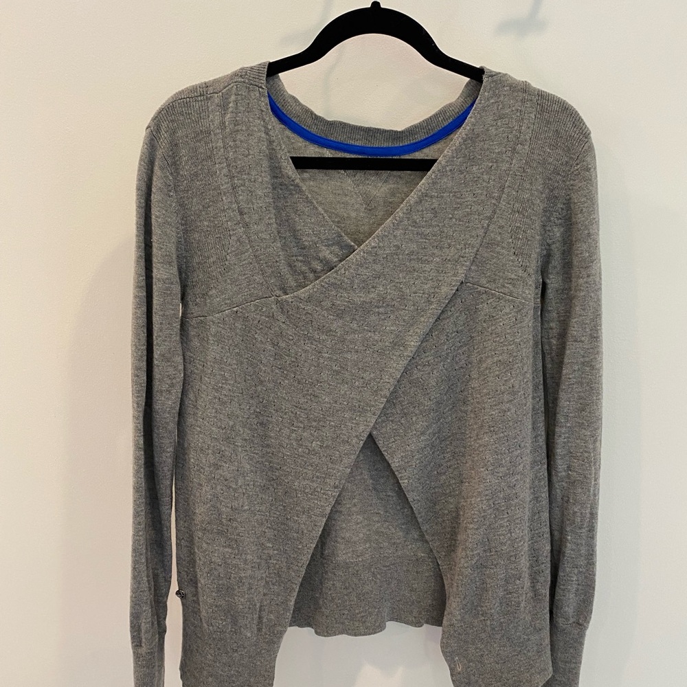 Lululemon crossover sweater in small, worn front to back or back to front.